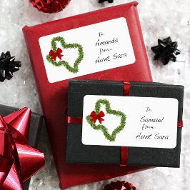 テキサス州クリスマスリースレッドボウギフトラベルステッカー ラベル