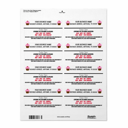 テキサス州コテージ食品法はホームビジネスをラベル ラベル (フルシート)