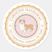 テキサス州コルギドッグ差出人住所ラウンドステッカー ラウンドシール (正面)