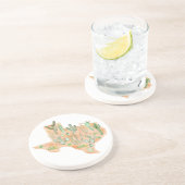 テキサス州サボテン水彩イラストレーションマップ旅行 コースター (側面)