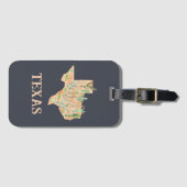 テキサス州サボテン水彩イラストレーションマップ旅行 ラゲッジタグ (正面横)