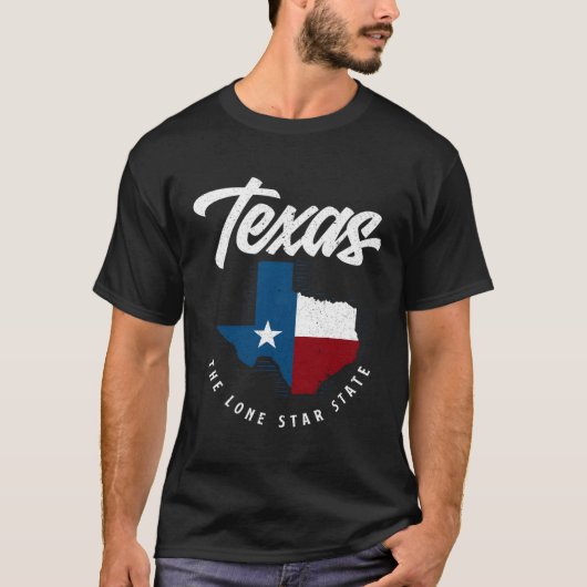 テキサス州ザローンスター州テキサス州の地図 Tシャツ (正面)