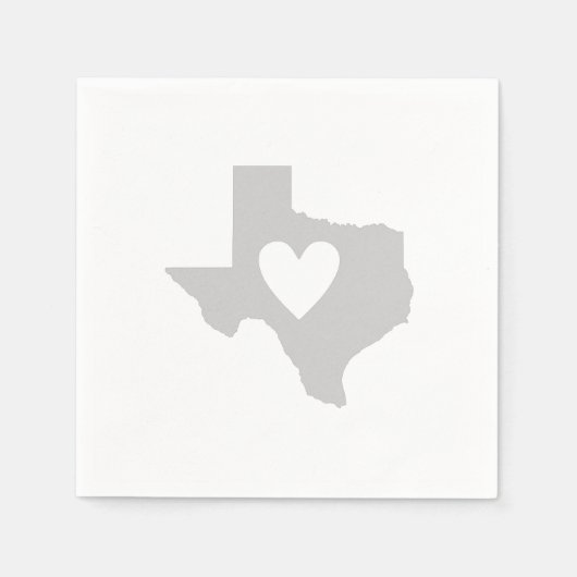 テキサス州シェイプとハート切り出しテキサンローンスターラブ スタンダードカクテルナプキン (正面)