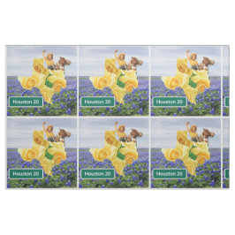 テキサス州シェイプイエローローズと女性のカーボーイオンホース ファブリック