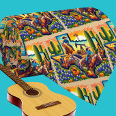 テキサス州シェイプ油ポンプカウボーイ女性のカーボーイホースギター ネクタイ