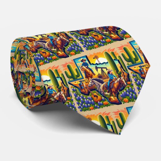 テキサス州シェイプ油ポンプカウボーイ女性のカーボーイホースギター ネクタイ (ロール)
