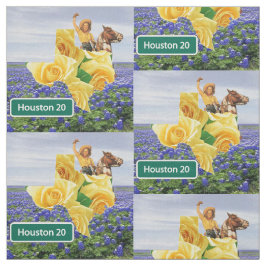 テキサス州シェイプ黄色いバラと女性のカーボーイオン馬4.5" ファブリック