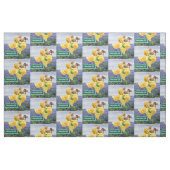 テキサス州シェイプ黄色いバラと女性のカーボーイオン馬4.5" ファブリック (ファットクウォーター)