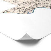 テキサス州シェイプTexan Lone Starヴィンテージ写真マップ ポスター (角)