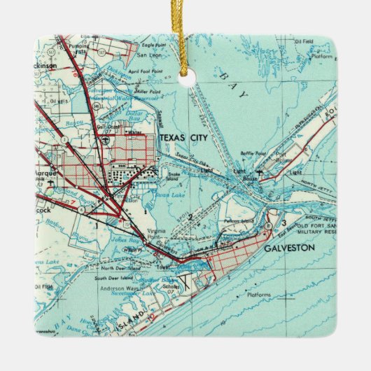 テキサス州シティーヴィンテージの地図 セラミックオーナメント (正面)