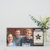 テキサス州スターヴィンテージレザークリスマスミュージックフォト シーズンカード (スタンド正面)