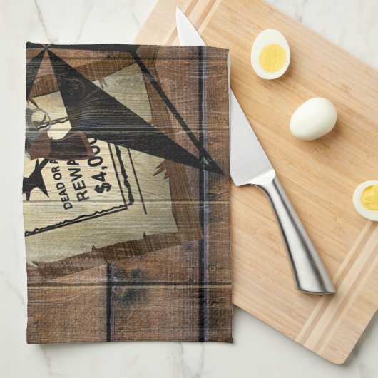 テキサス州ス素朴ター西デュアルピストル指名手配 キッチンタオル (四つ折り)