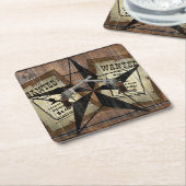 テキサス州ス素朴ター西デュアルピストル指名手配 スクエアペーパーコースター (アングル)