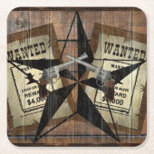 テキサス州ス素朴ター西デュアルピストル指名手配 スクエアペーパーコースター (正面)