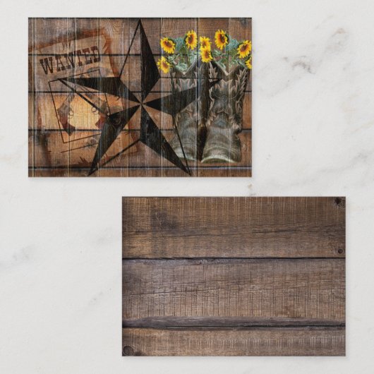 テキサス州ス素朴ター西ピストルカウボーイブーツ エンクロージャーカード (正面/裏面)