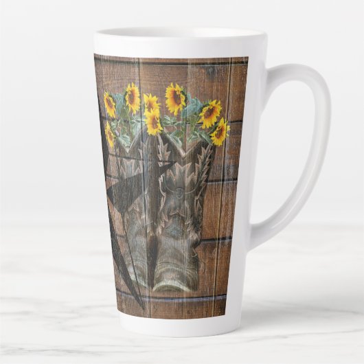 テキサス州ス素朴ター西ピストルカウボーイブーツ カフェラテマグ (右)