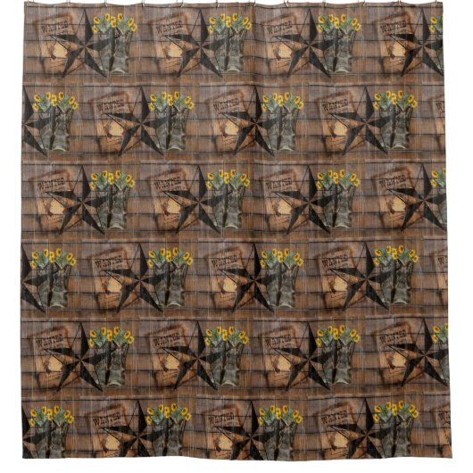 テキサス州ス素朴ター西ピストルカウボーイブーツ シャワーカーテン (正面)