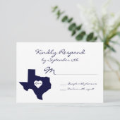 テキサス州テーマネイビーウェディングRSVPカード 出欠カード (スタンド正面)