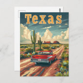 テキサス州デザートヴィンテージカー ポストカード (正面/裏面)