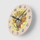 テキサス州トライバルカウズスカル ラウンド壁時計 (傾斜)