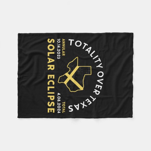 テキサス州トータリティ環状太陽の皆既食2024 フリースブランケット (正面(横))