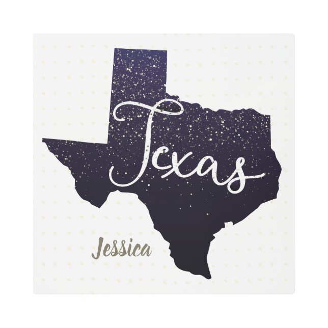 テキサス州ナイトスター州シェイプ メタルプリント (正面)