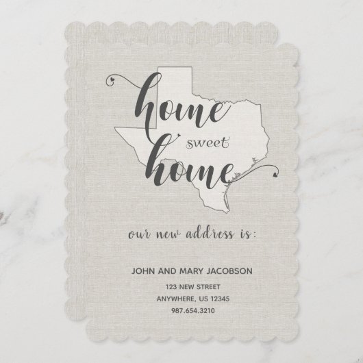テキサス州ニューアドレスホームスイートホームに移動 招待状 (正面/裏面)