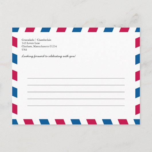 テキサス州ノーザンカリフォルニアエアメール日付を保存 案内ポストカード (裏面)