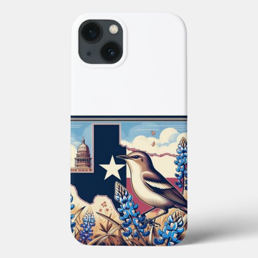 テキサス州ノーザンモッキンバードとブルーボンネットの花 Case-Mate iPhoneケース (裏面)
