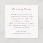 テキサス州ハウディハートネックレスジュエリーディスプレイカード エンクロージャーカード (裏面)