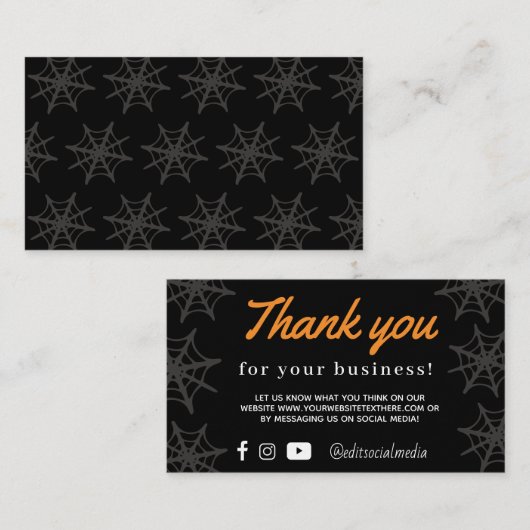 テキサス州ハロウィンスパイダーウェブ感謝していオールカード エンクロージャーカード (正面/裏面)