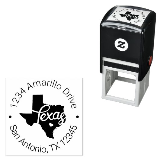 テキサス州ハート切り出しアドレス セルフインキングスタンプ (インサイチュ)