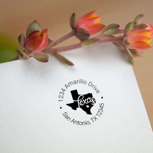 テキサス州ハート切り出しアドレス セルフインキングスタンプ