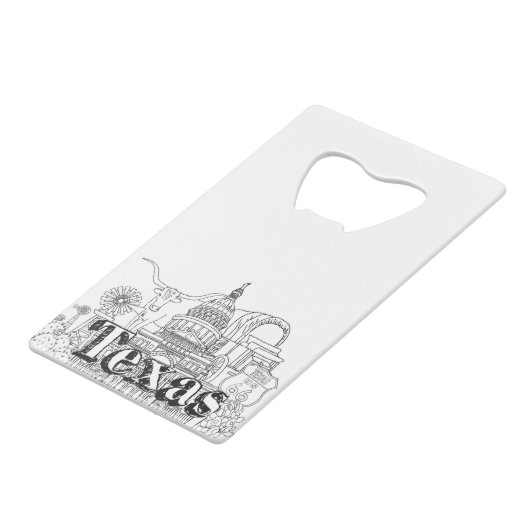 テキサス州バケーションアートスケッチバケーションアート旅行 クレジットカード栓抜き (正面アングル)