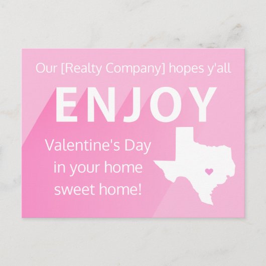 テキサス州バレンタインデー不動産仲介業者マーケティングはがき ポストカード (正面)