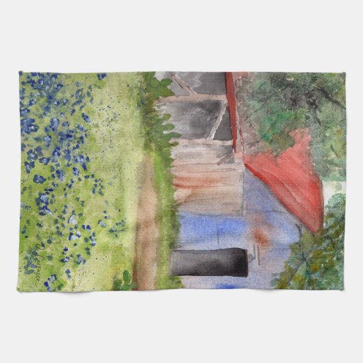 テキサス州バーンウォーター絵画カラーのキッチンタオル キッチンタオル (横)