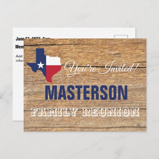 テキサス州バーンウッドファミリー懇親会招待状 ポストカード (正面/裏面)
