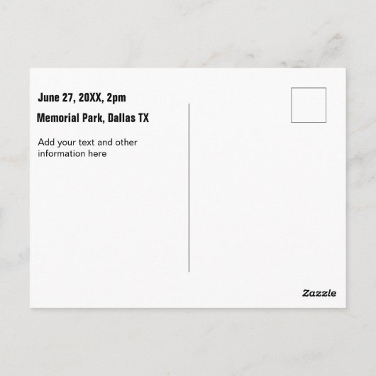 テキサス州バーンウッドファミリー懇親会招待状 ポストカード (裏面)