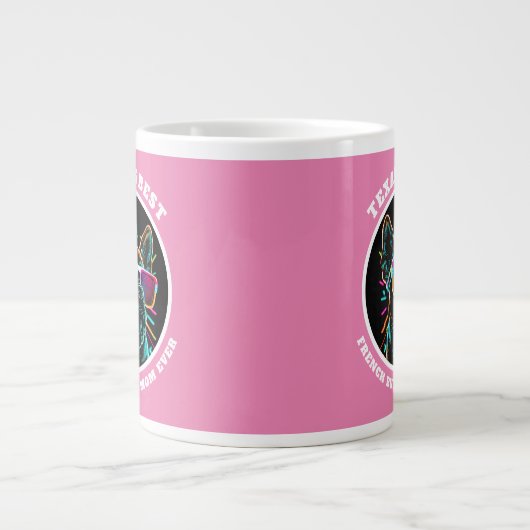 テキサス州パーソナライズされたのブルフランスのドッグの母親 ジャンボコーヒーマグカップ (正面)