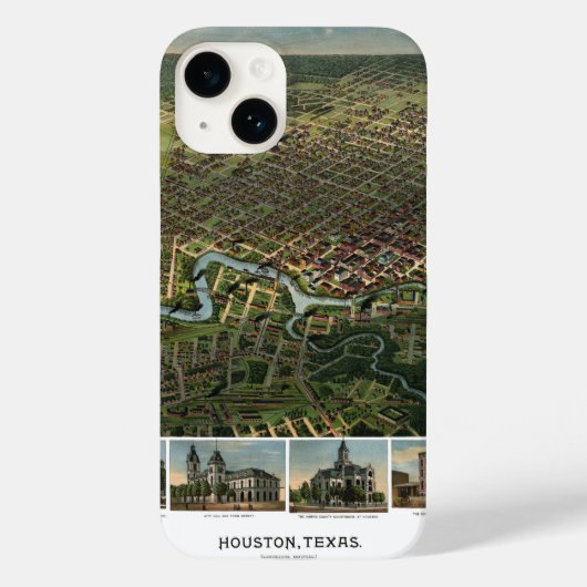 テキサス州ヒューストンの古地図(バッファロー川が描かれている) Case-Mate iPhoneケース (裏面)