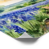 テキサス州ヒルカントリーブルーボンネットウォーター色 ポスター (角)