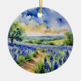 テキサス州ヒルカントリーブルーボンネット セラミックオーナメント