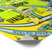 テキサス州ヒルカントリー地図のポスター ポスター (角)