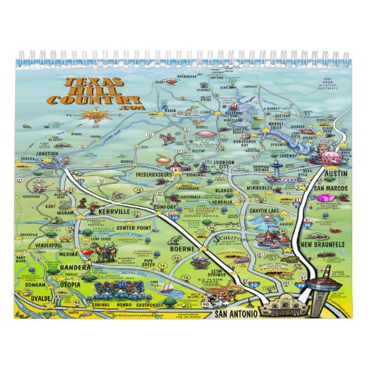 テキサス州ヒルカントリー地図カレンダー カレンダー (カバー)