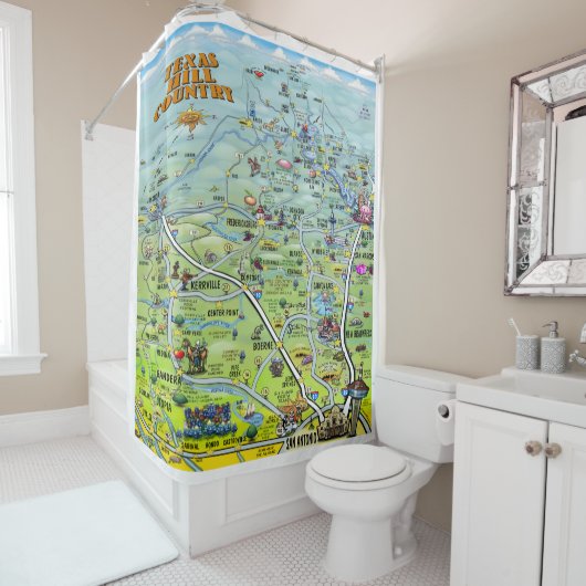 テキサス州ヒルカントリー地図シャワーカーテン シャワーカーテン (インサイチュ)