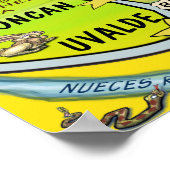 テキサス州ヒルカントリー地図 ポスター (角)