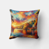 「テキサス州ヒルカントリー：川の夕日」 クッション (裏面)