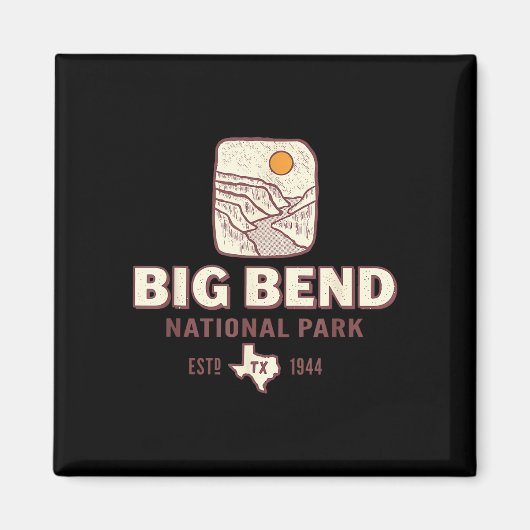 テキサス州ビッグベンド国立公園 旅行 レトロ マグネット (正面)