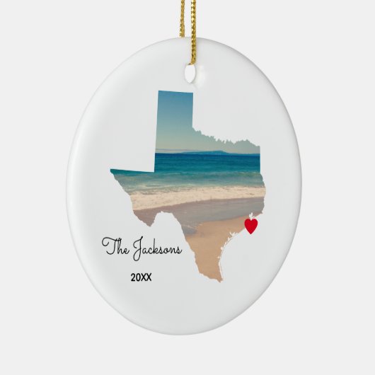 テキサス州ビーチ旅行写真の追加 セラミックオーナメント (右)