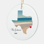 テキサス州ビーチ旅行写真の追加 セラミックオーナメント (左)